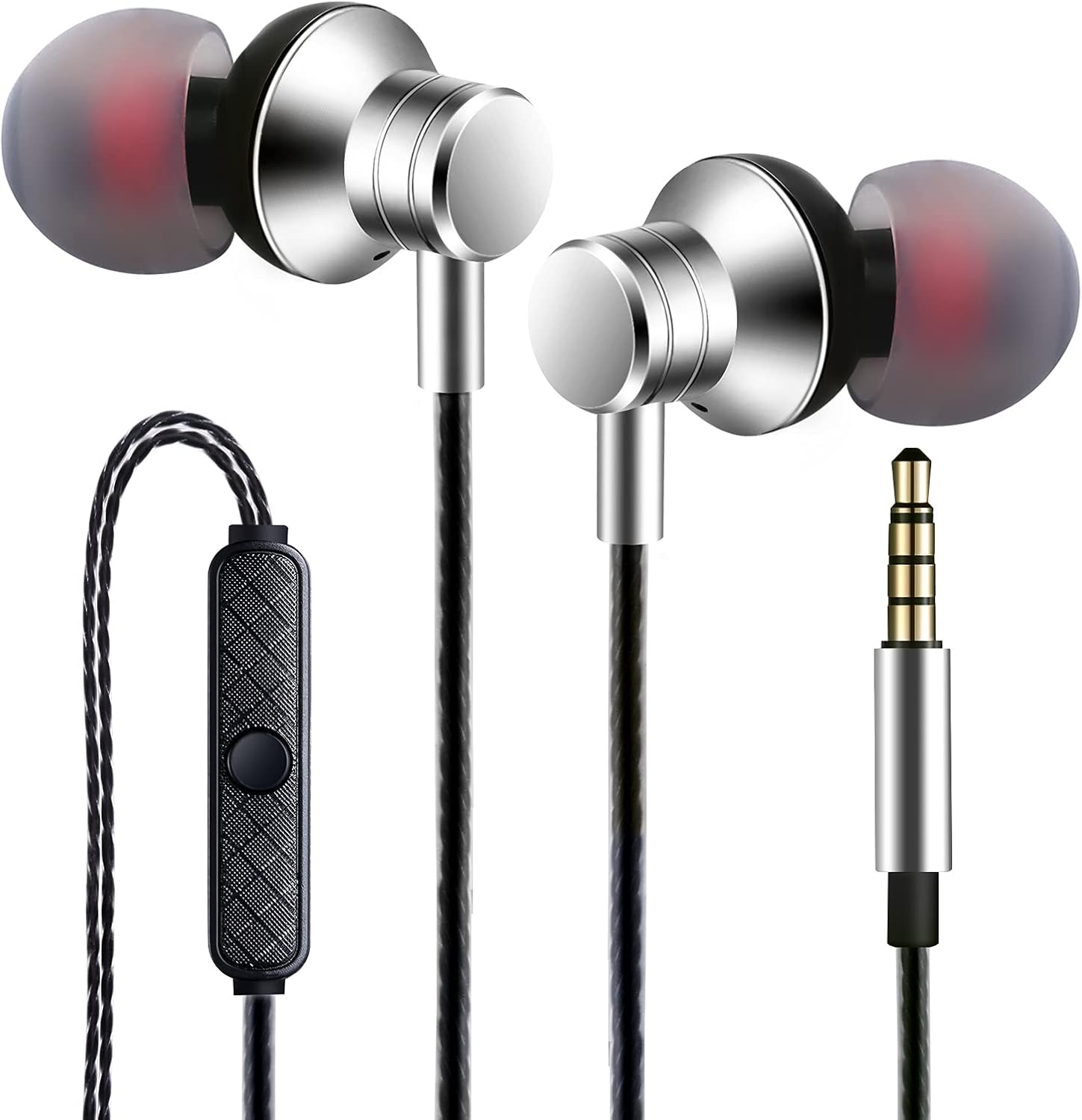 Wired Earbuds Headphones with Microphone Stereo Bass Earphones Noise Isolation in-Ear Headset Compatible with All Smartphones Tablets iPod IPad MP3 Player That