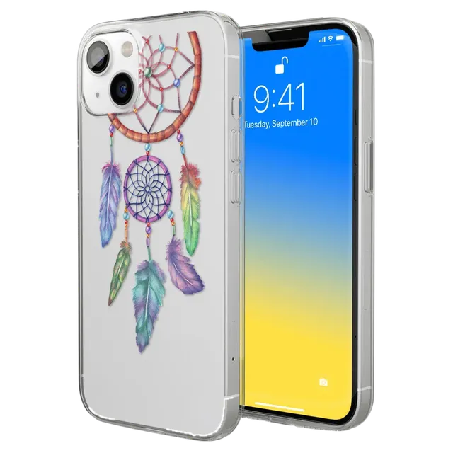 Macmerise Dream Catcher Feathers Liquid Silicone Back Cover for Apple iPhone 14 Plus (Supports Wireless Charging, Multi Color)