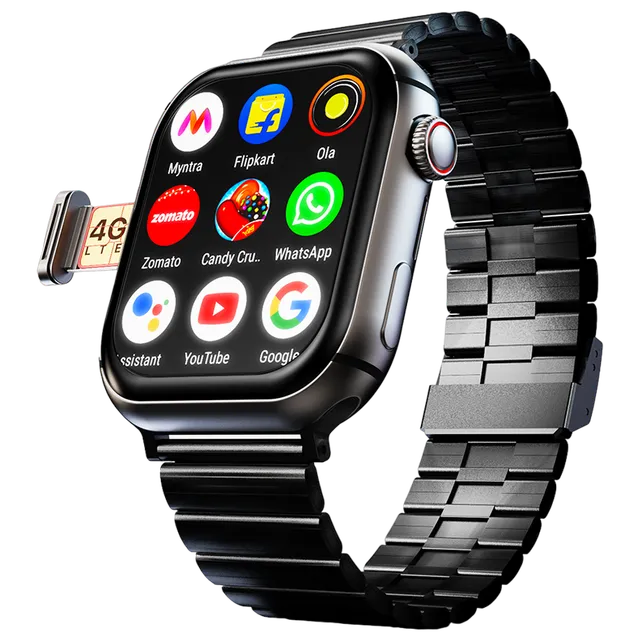 FIRE-BOLTT Dream GPS+Wi-Fi+4G SIM+Bluetooth Android OS Wristphone (51.3mm HD Display, Cortex A7MP CPU, Google Play Store, Midnight Steel Strap)